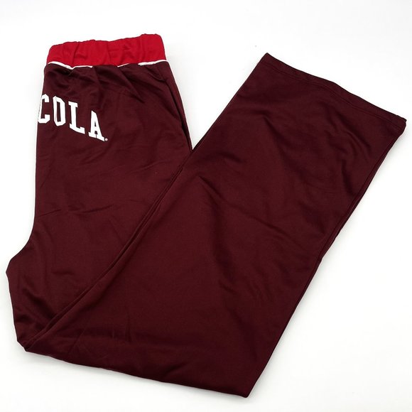 Coca-Cola Youth Polyester Burgundy Stripes Text Bottom Athletic Jogging Pants - Picture 1 of 6